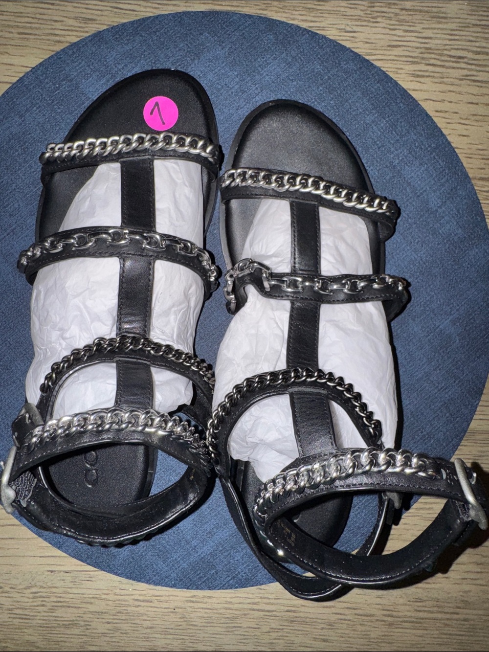 Black Chain-Accent Women's Gladiator Sandals